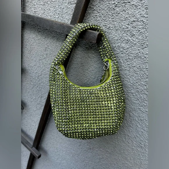 H&M RHINESTONE-EMBELLISHED MINI BAG Lime Green